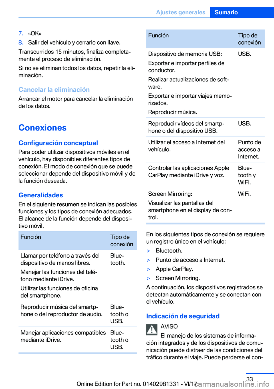 BMW X4 2018  Manuales de Empleo (in Spanish) �7�.�«�O�K�{�8�.�S�a�l�i�r� �d�e�l� �v�e�h�