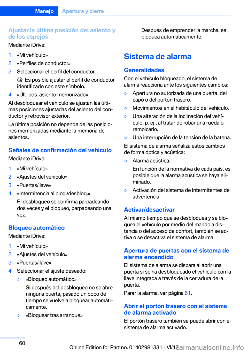 BMW X4 2018  Manuales de Empleo (in Spanish) �A�j�u�s�t�a�r��l�a��