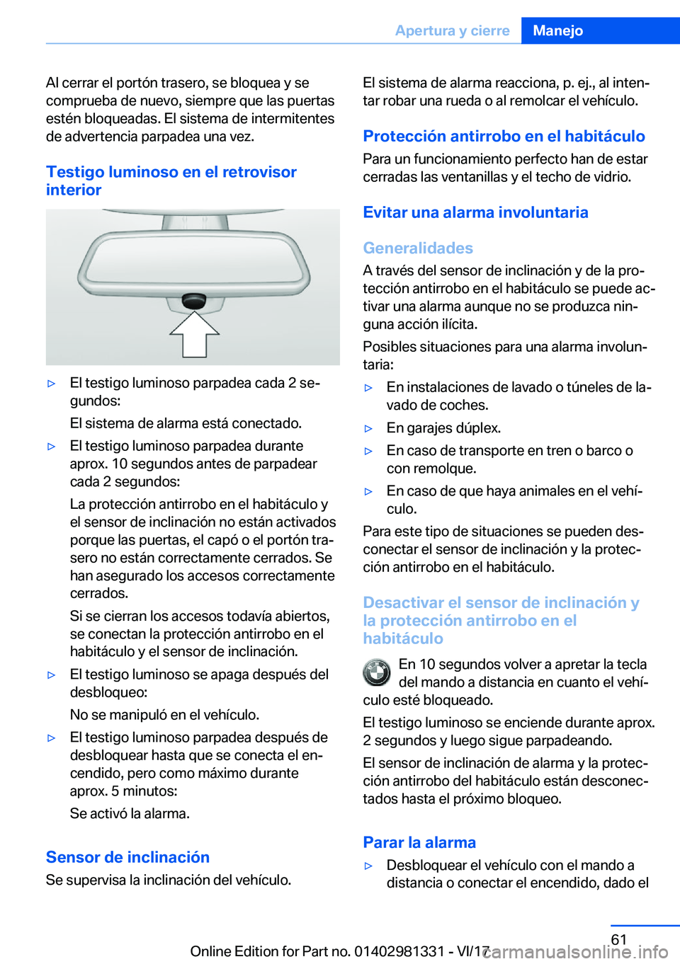 BMW X4 2018  Manuales de Empleo (in Spanish) �A�l� �c�e�r�r�a�r� �e�l� �p�o�r�t�