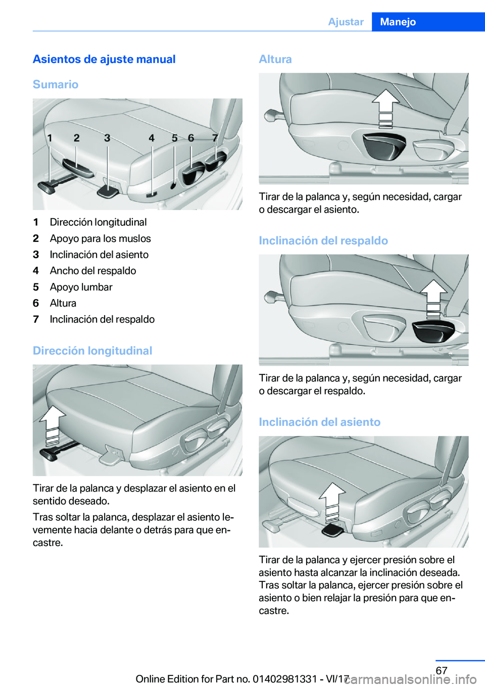 BMW X4 2018  Manuales de Empleo (in Spanish) �A�s�i�e�n�t�o�s��d�e��a�j�u�s�t�e��m�a�n�u�a�l
�S�u�m�a�r�i�o�1�D�i�r�e�c�c�i�