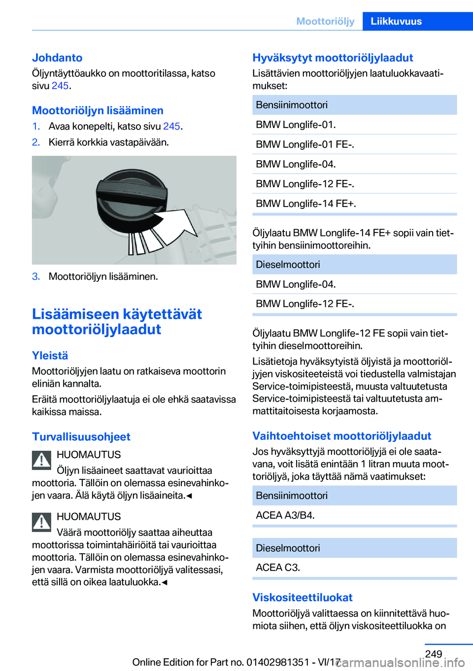 BMW X4 2018  Omistajan Käsikirja (in Finnish) �J�o�h�d�a�n�t�o�