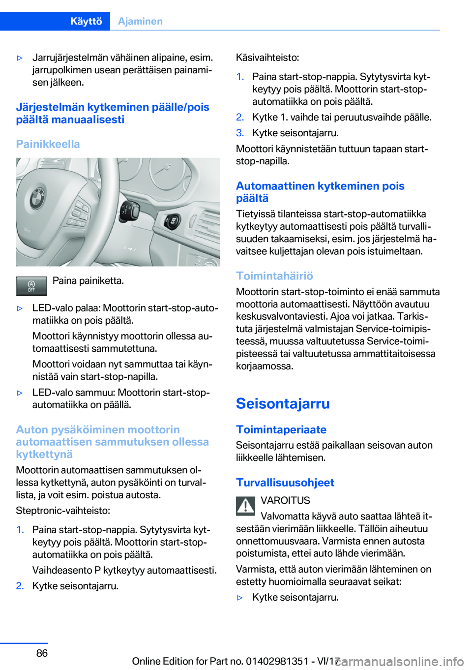 BMW X4 2018  Omistajan Käsikirja (in Finnish) 'y�J�a�r�r�u�j�