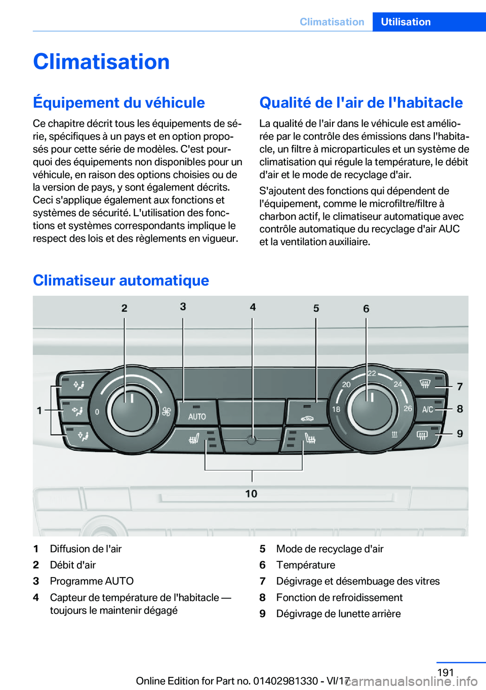 BMW X4 2018  Notices Demploi (in French) �C�l�i�m�a�t�i�s�a�t�i�o�n�