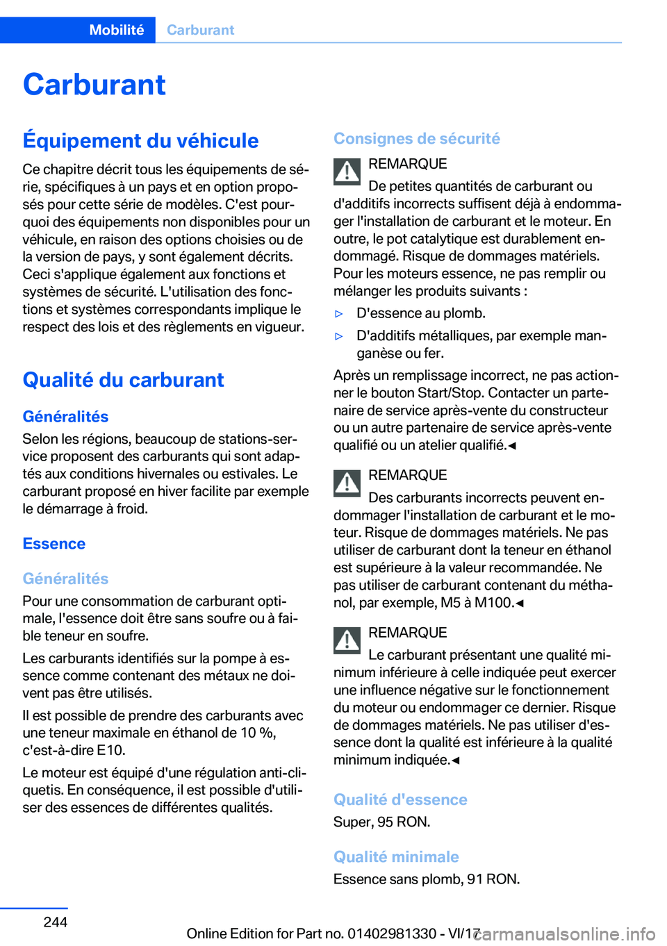 BMW X4 2018  Notices Demploi (in French) �C�a�r�b�u�r�a�n�t�