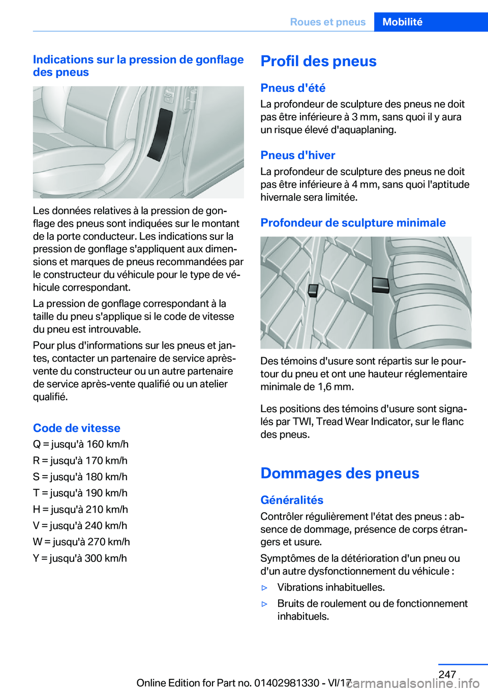 BMW X4 2018  Notices Demploi (in French) �I�n�d�i�c�a�t�i�o�n�s��s�u�r��l�a��p�r�e�s�s�i�o�n��d�e��g�o�n�f�l�a�g�e
�d�e�s��p�n�e�u�s
�L�e�s� �d�o�n�n�é�e�s� �r�e�l�a�t�i�v�e�s� �