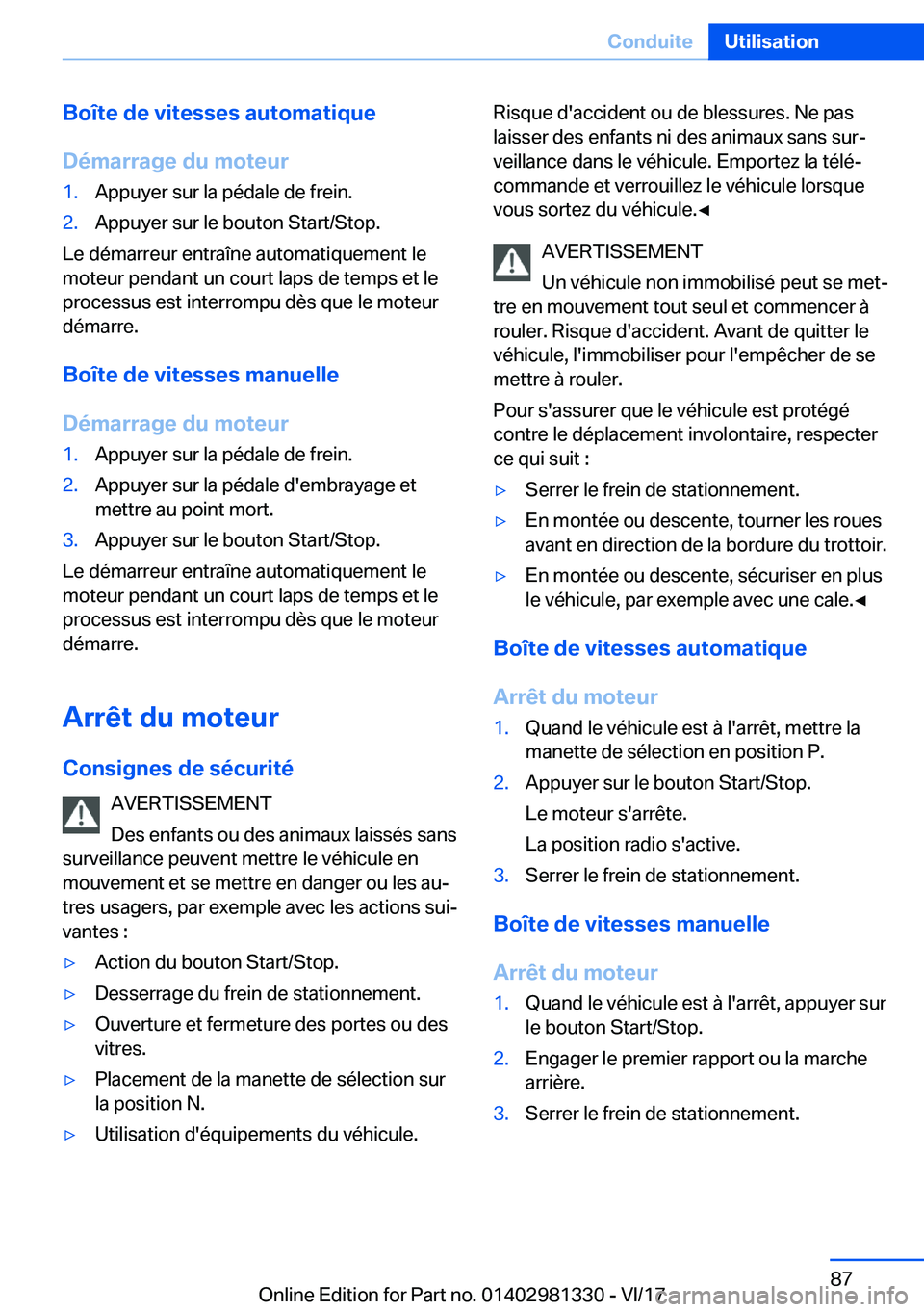 BMW X4 2018  Notices Demploi (in French) �B�o�