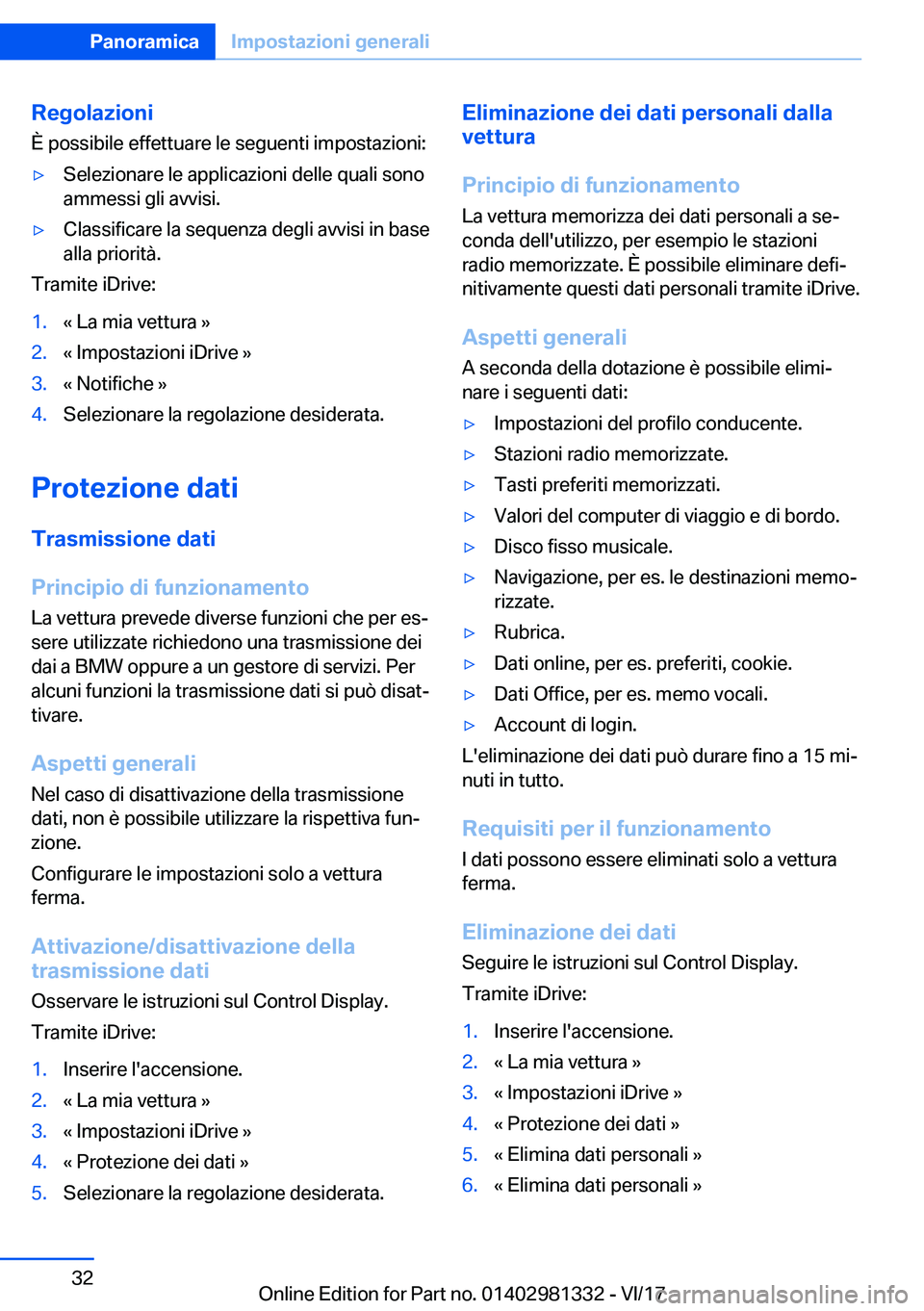 BMW X4 2018  Libretti Di Uso E manutenzione (in Italian) �R�e�g�o�l�a�z�i�o�n�i�