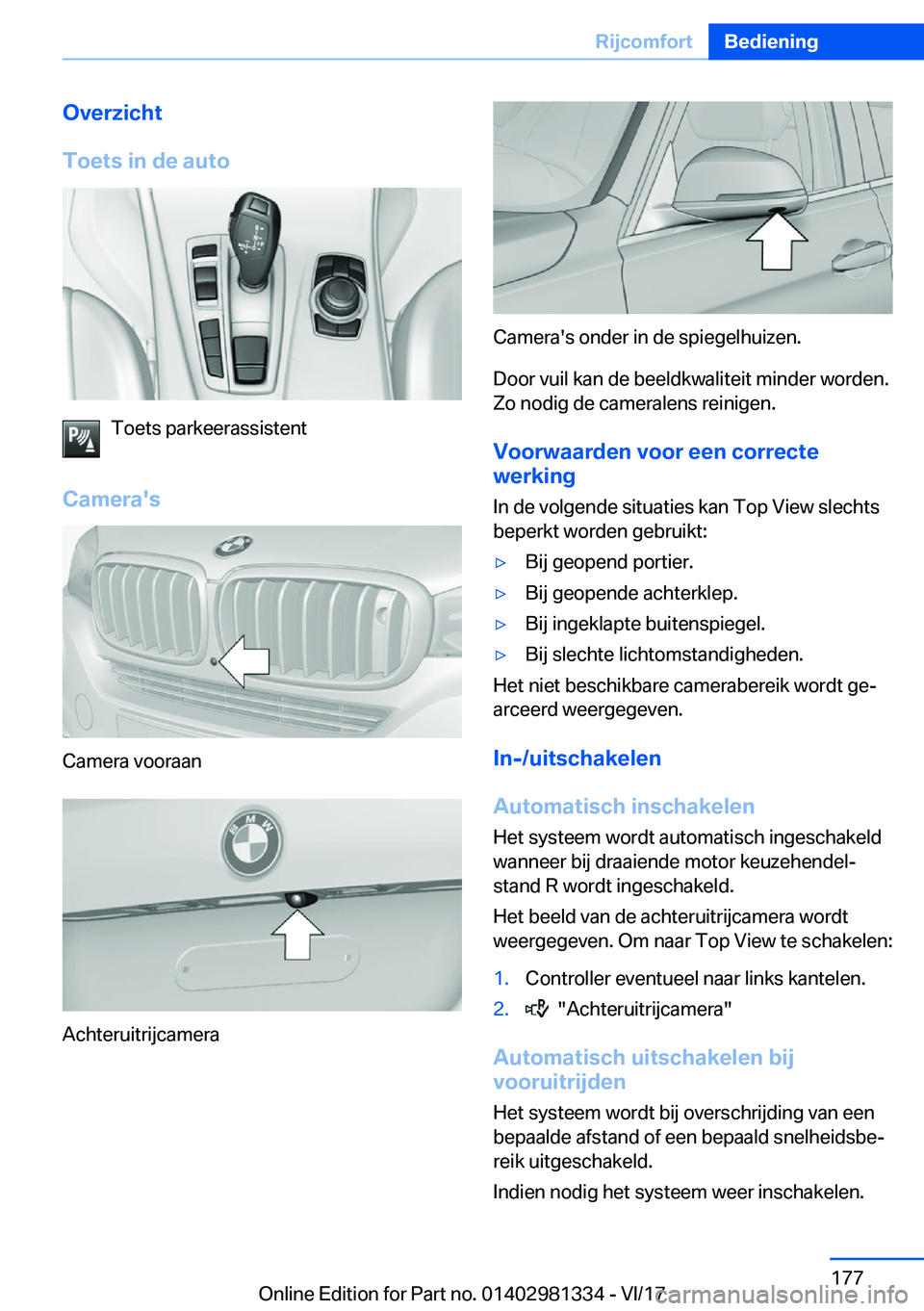BMW X4 2018  Instructieboekjes (in Dutch) �O�v�e�r�z�i�c�h�t
�T�o�e�t�s��i�n��d�e��a�u�t�o
�T�o�e�t�s� �p�a�r�k�e�e�r�a�s�s�i�s�t�e�n�t
�C�a�m�e�r�a�'�s
�C�a�m�e�r�a� �v�o�o�r�a�a�n
�A�c�h�t�e�r�u�i�t�r�i�j�c�a�m�e�r�a
�C�a�m�e�r�a�