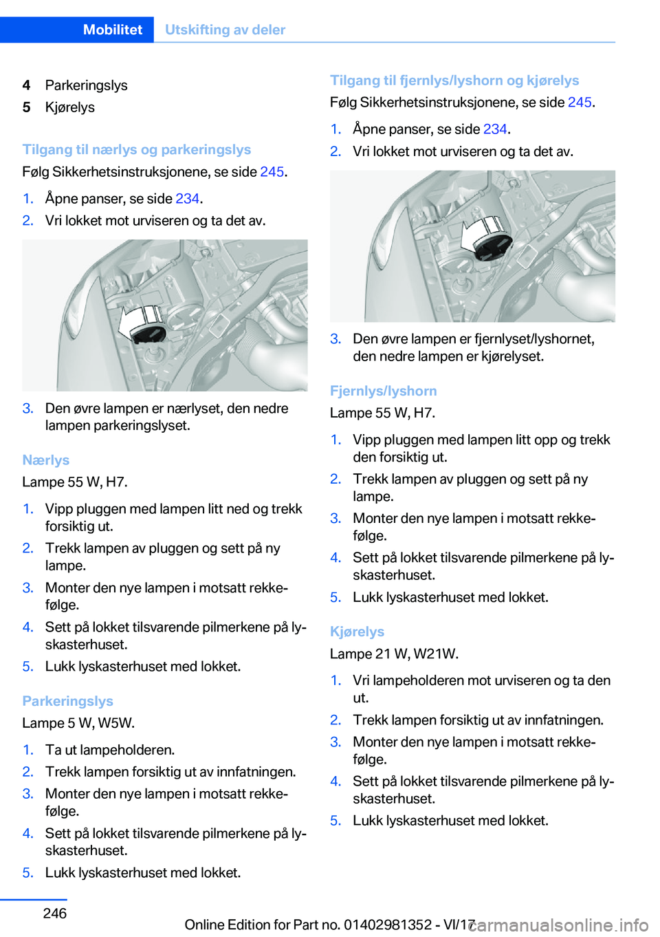 BMW X4 2018  InstruksjonsbØker (in Norwegian) �4�P�a�r�k�e�r�i�n�g�s�l�y�s�5�K�j�