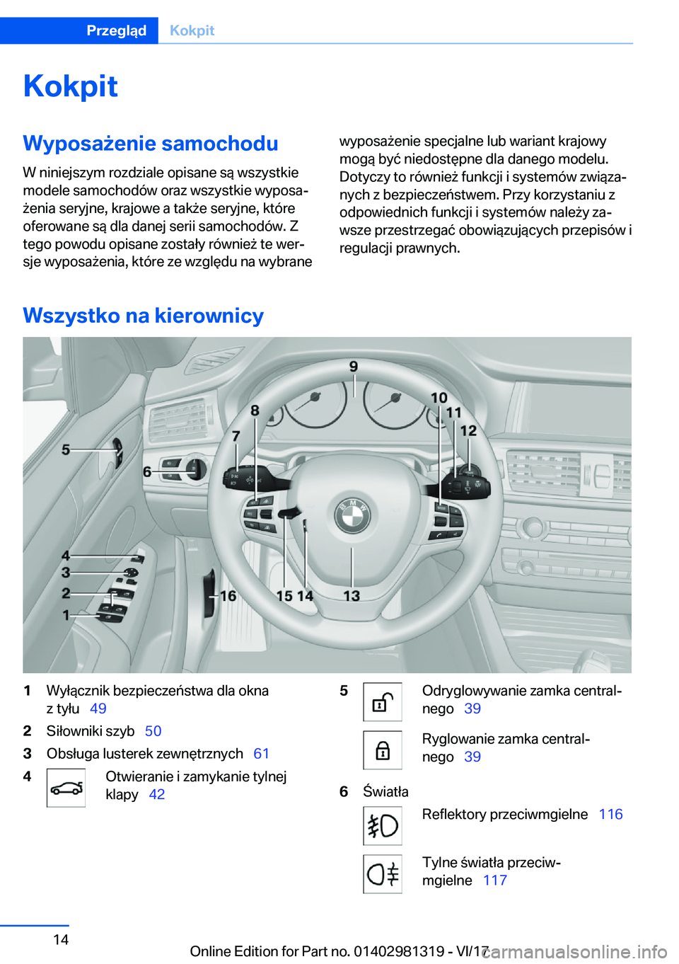 BMW X4 2018  Instrukcja obsługi (in Polish) �K�o�k�p�i�t�W�y�p�o�s�a9�e�n�i�e��s�a�m�o�c�h�o�d�u�W� �n�i�n�i�e�j�s�z�y�m� �r�o�z�d�z�i�a�l�e� �o�p�i�s�a�n�e� �s�
