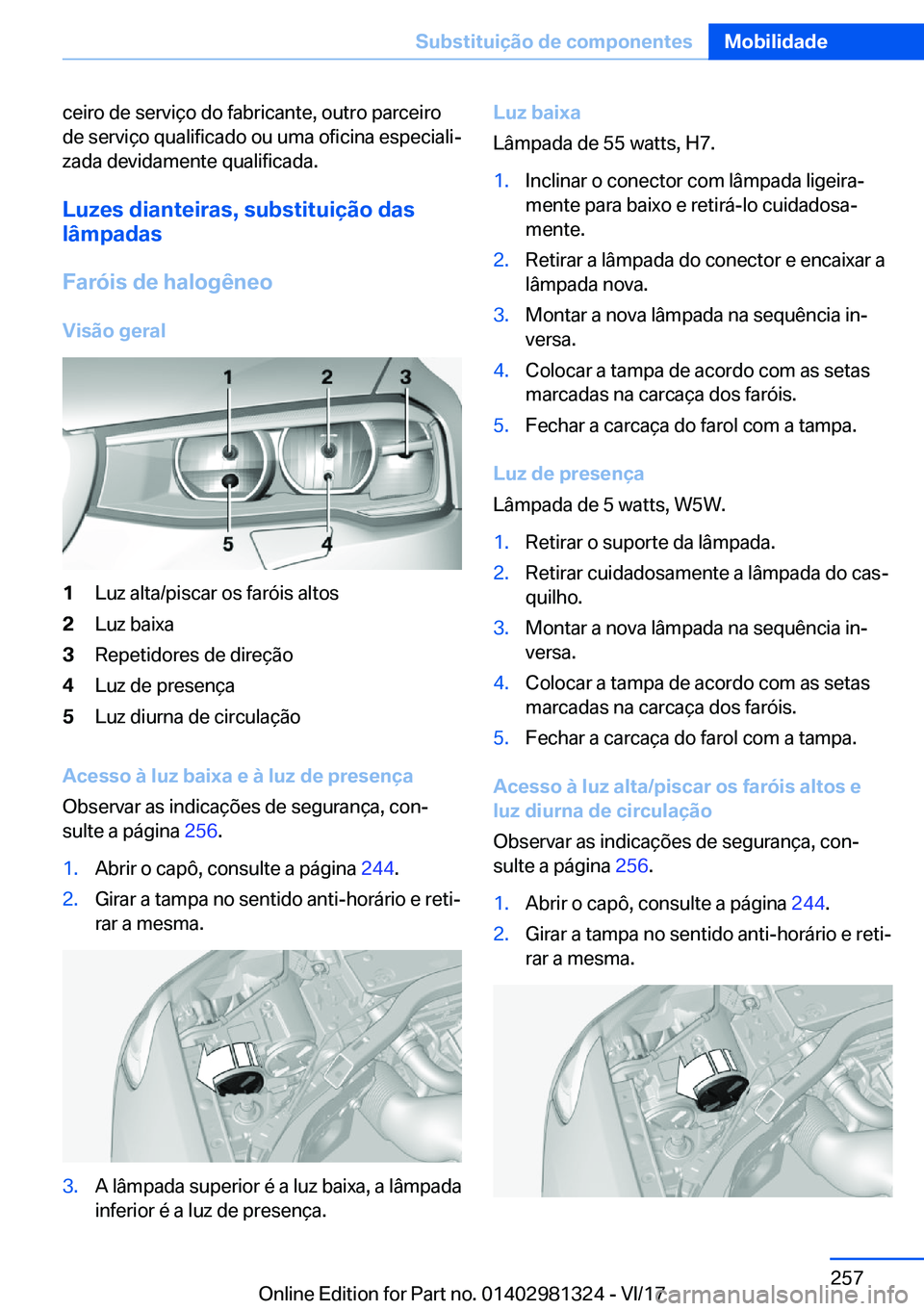 BMW X4 2018  Manual do condutor (in Portuguese) �c�e�i�r�o� �d�e� �s�e�r�v�i�