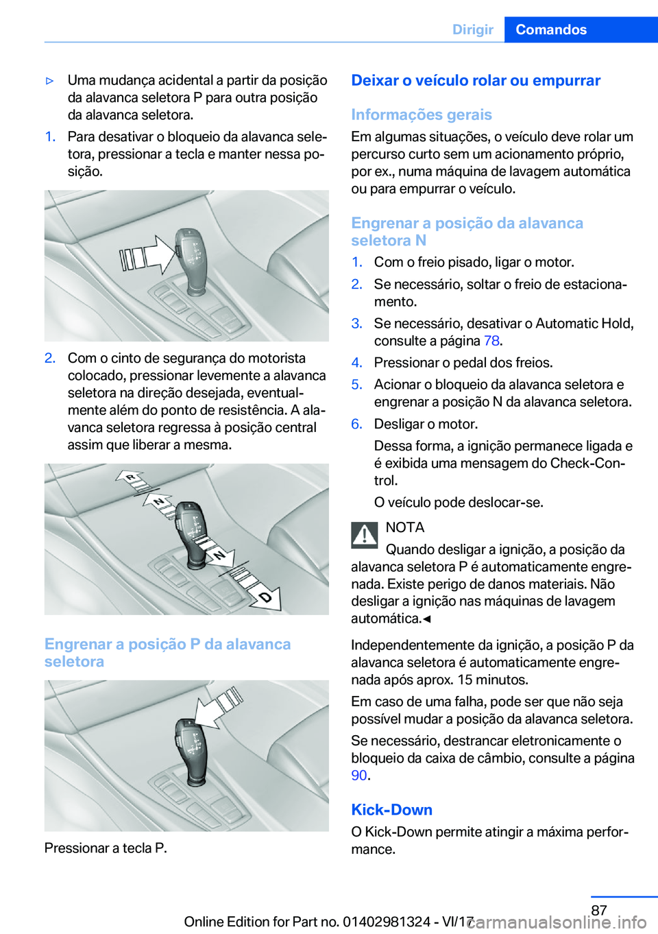 BMW X4 2018  Manual do condutor (in Portuguese) y�U�m�a� �m�u�d�a�n�