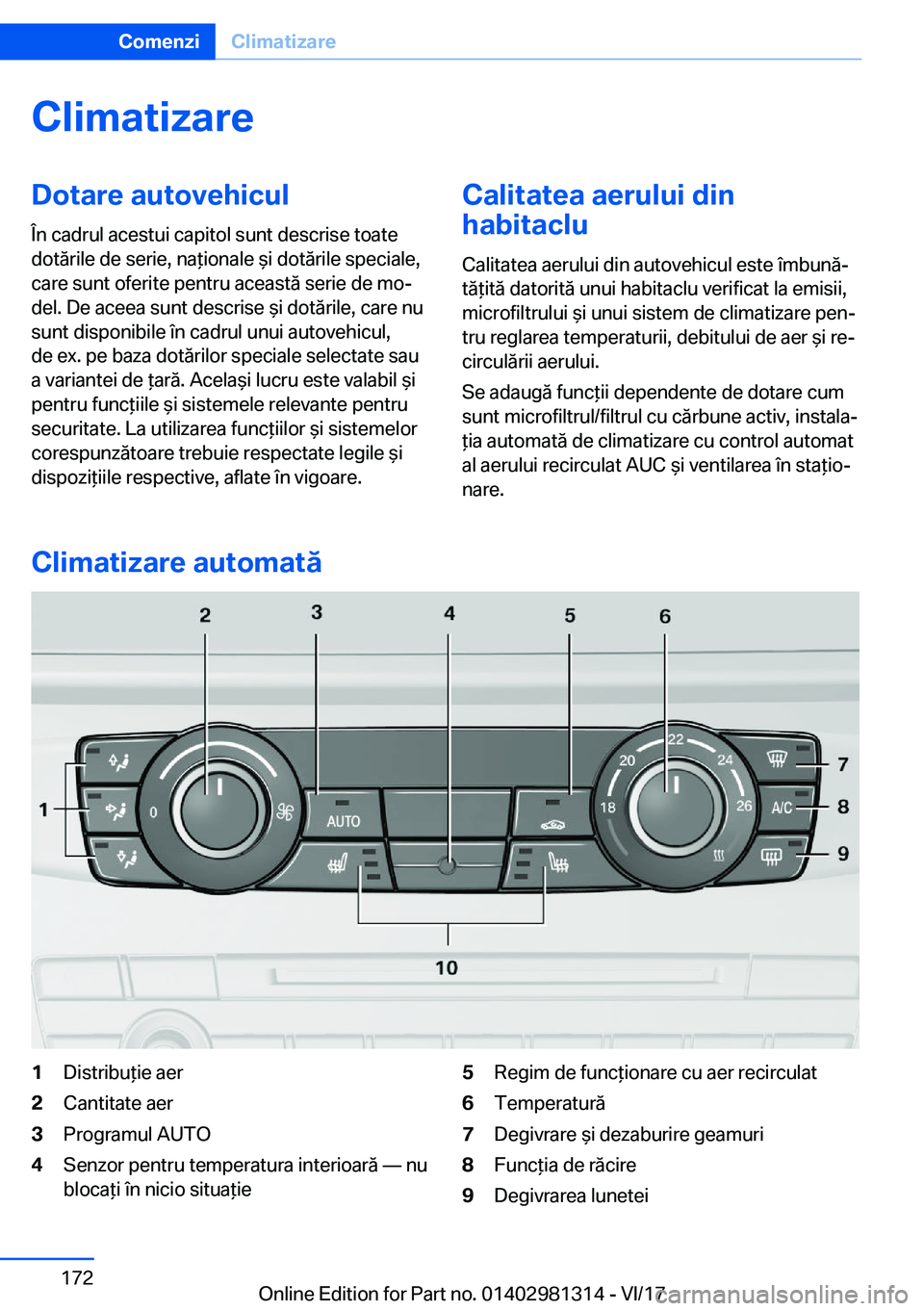 BMW X4 2018  Ghiduri De Utilizare (in Romanian) �C�l�i�m�a�t�i�z�a�r�e�D�o�t�a�r�e��a�u�t�o�v�e�h�i�c�u�l
�
