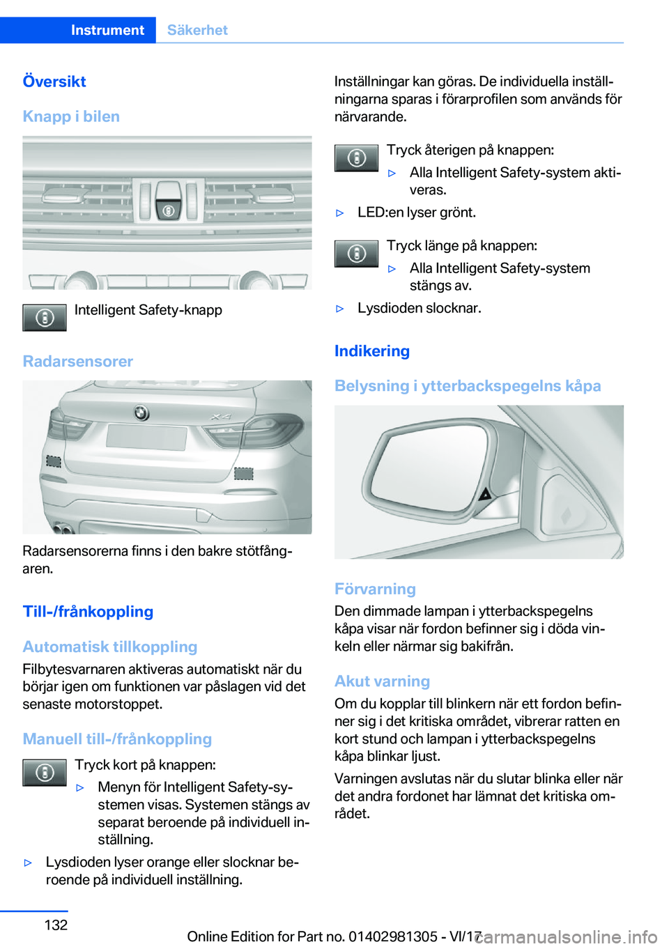 BMW X4 2018  InstruktionsbÖcker (in Swedish) �