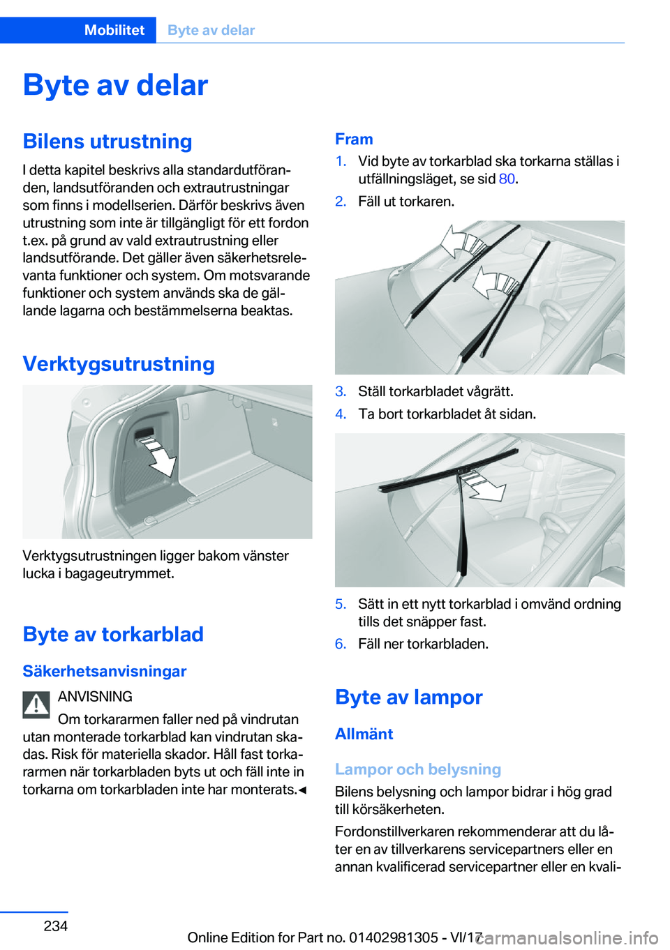 BMW X4 2018  InstruktionsbÖcker (in Swedish) �B�y�t�e��a�v��d�e�l�a�r�B�i�l�e�n�s��u�t�r�u�s�t�n�i�n�g
�I� �d�e�t�t�a� �k�a�p�i�t�e�l� �b�e�s�k�r�i�v�s� �a�l�l�a� �s�t�a�n�d�a�r�d�u�t�f�