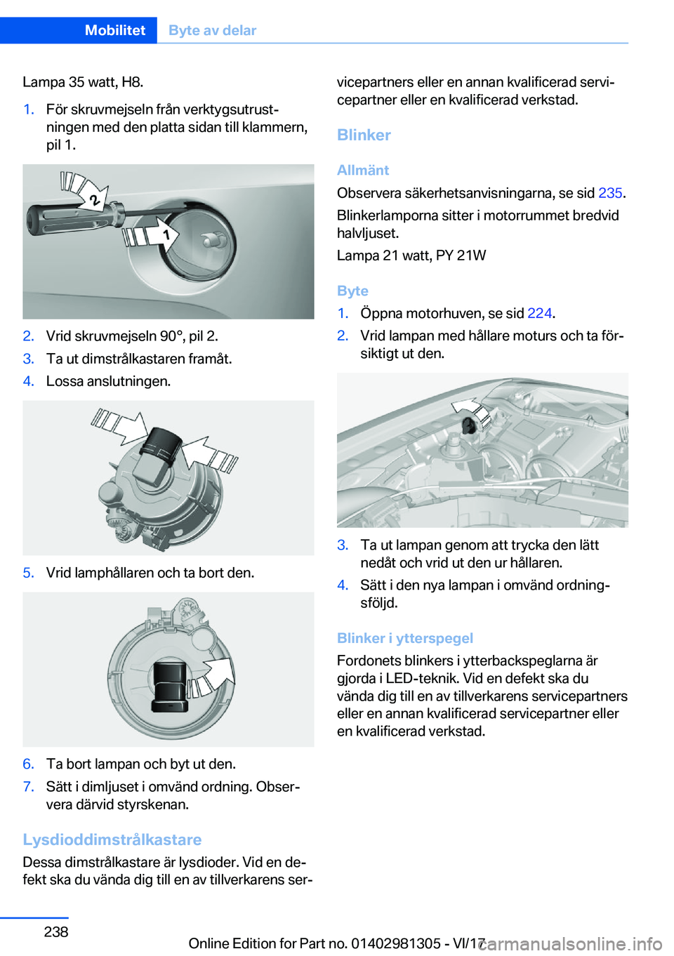 BMW X4 2018  InstruktionsbÖcker (in Swedish) �L�a�m�p�a� �3�5� �w�a�t�t�,� �H�8�.�1�.�F�