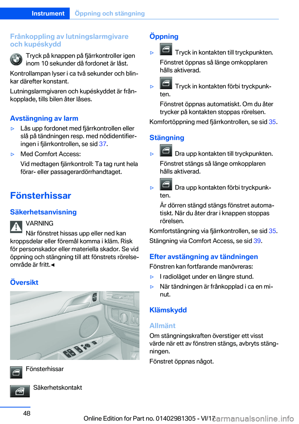 BMW X4 2018  InstruktionsbÖcker (in Swedish) �F�r�å�n�k�o�p�p�l�i�n�g��a�v��l�u�t�n�i�n�g�s�l�a�r�m�g�i�v�a�r�e
�o�c�h��k�u�p�