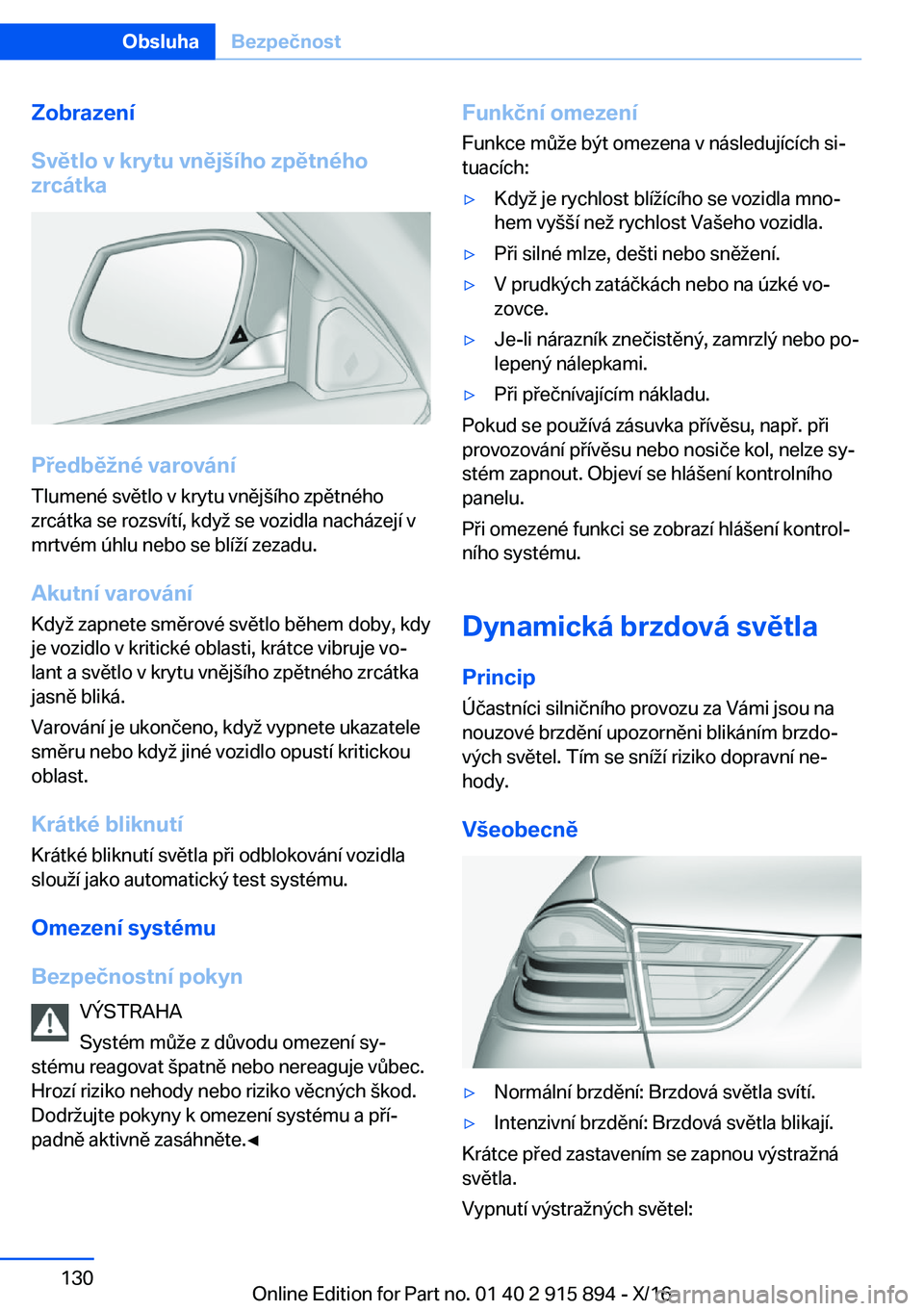 BMW X4 2017  Návod na použití (in Czech) �Z�o�b�r�a�z�e�n�