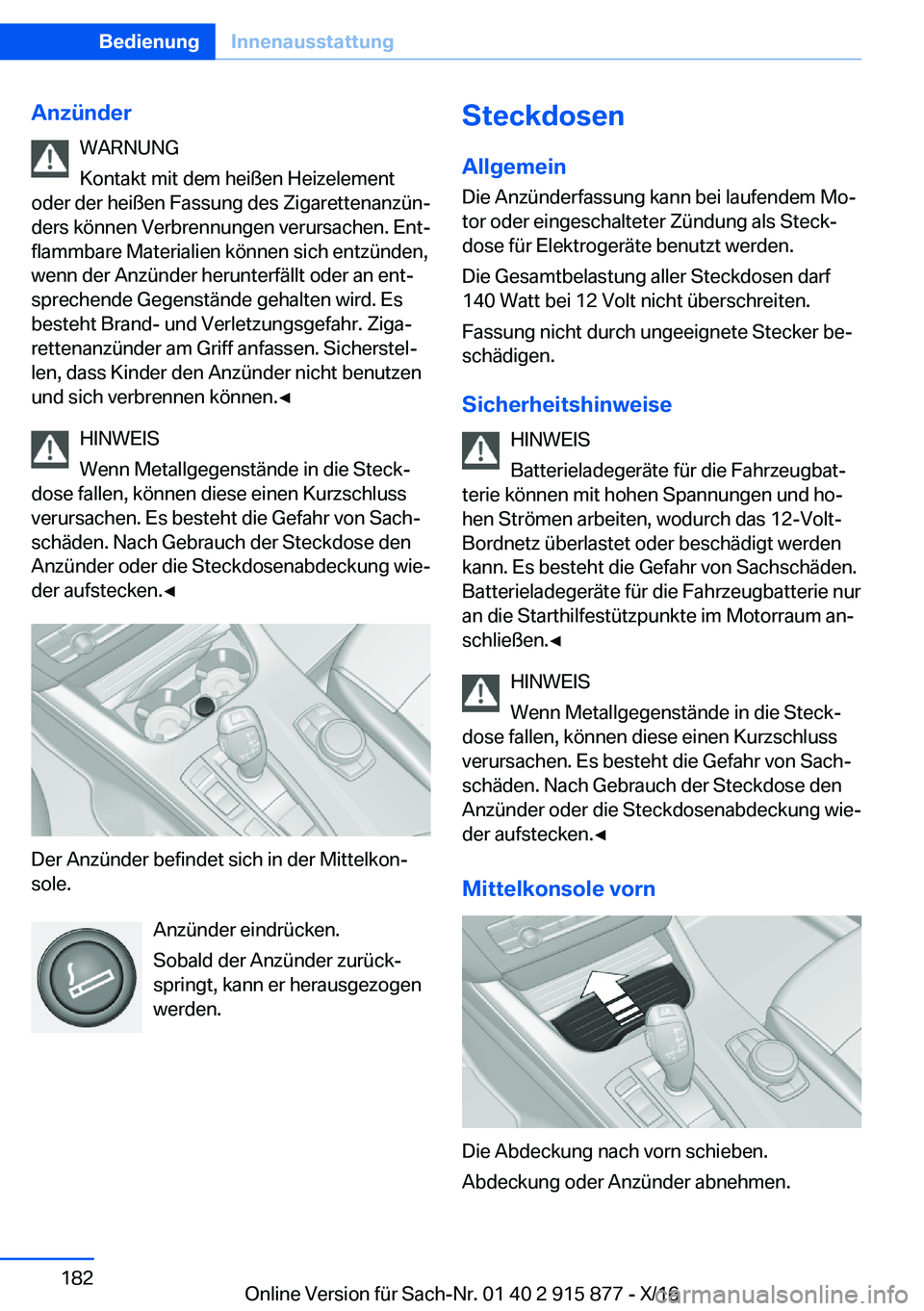 BMW X4 2017  Betriebsanleitungen (in German) �A�n�z�