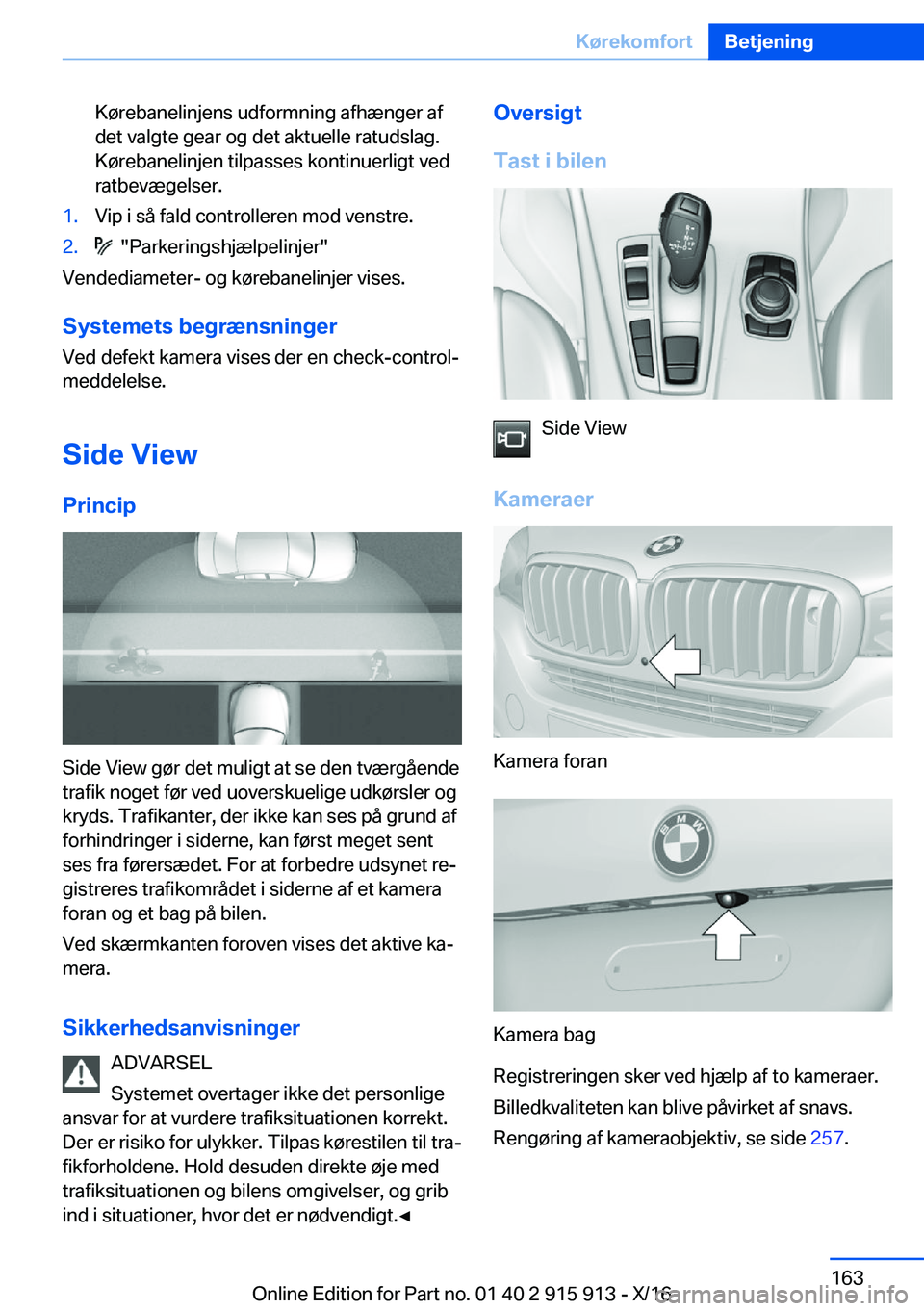 BMW X4 2017  InstruktionsbØger (in Danish) �K�