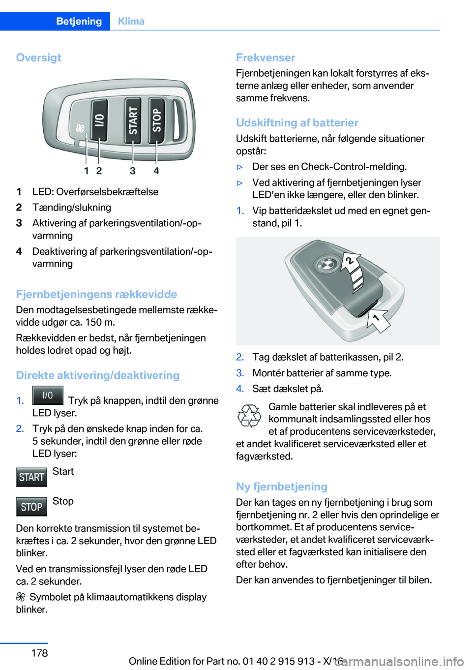 BMW X4 2017  InstruktionsbØger (in Danish) �O�v�e�r�s�i�g�t�1�L�E�D�:� �O�v�e�r�f�