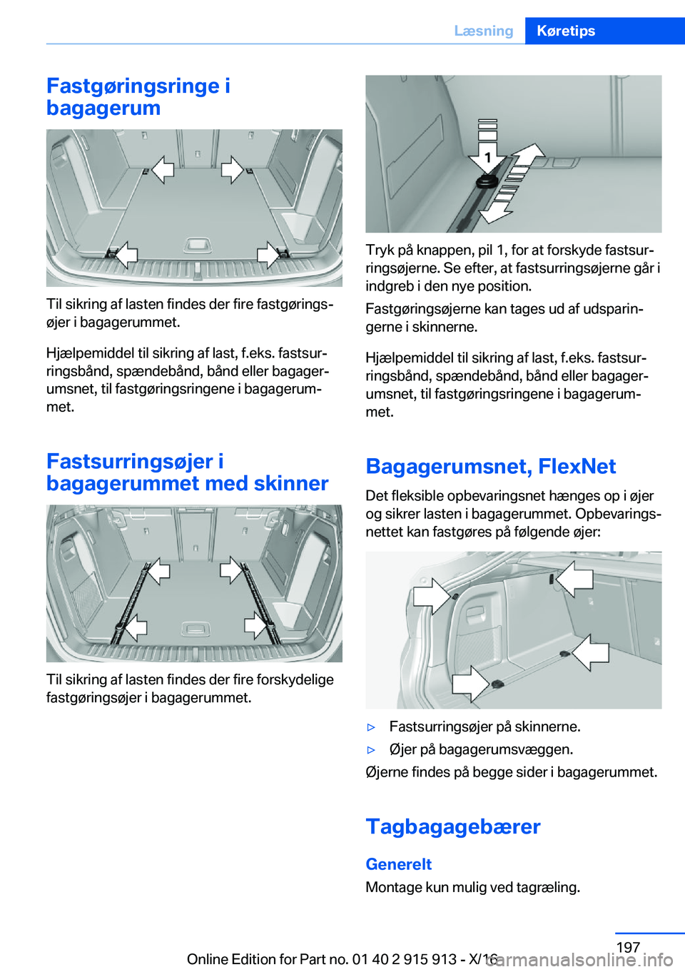 BMW X4 2017  InstruktionsbØger (in Danish) �F�a�s�t�g�