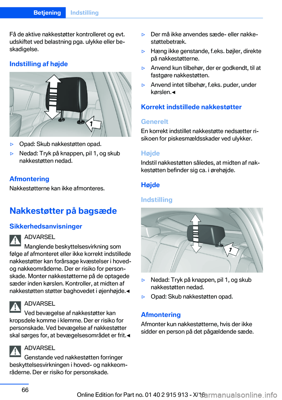 BMW X4 2017  InstruktionsbØger (in Danish) �F�å� �d�e� �a�k�t�i�v�e� �n�a�k�k�e�s�t�