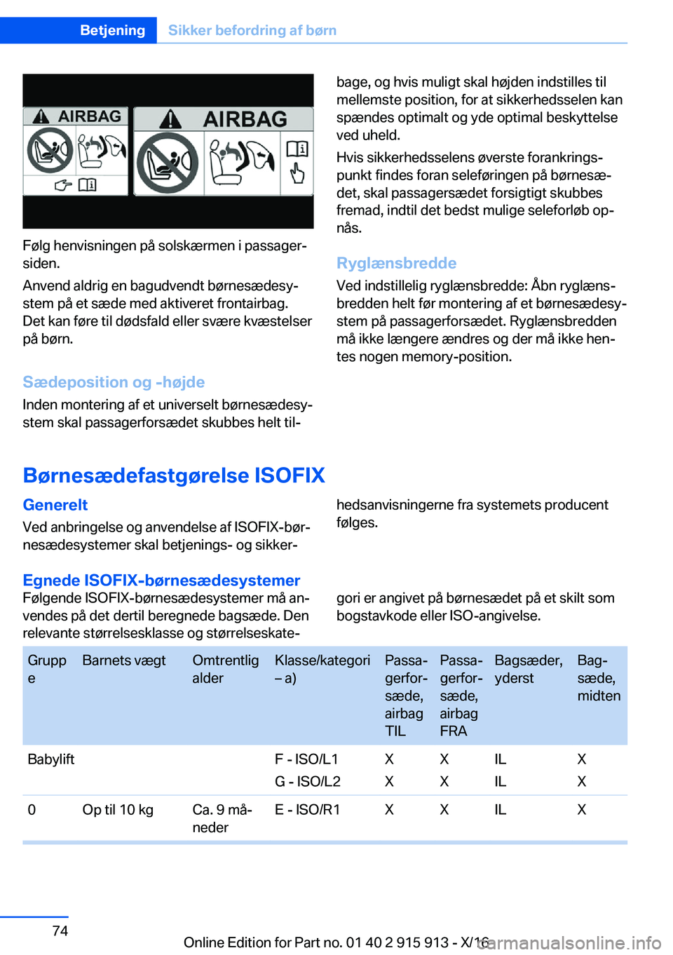 BMW X4 2017  InstruktionsbØger (in Danish) �F�