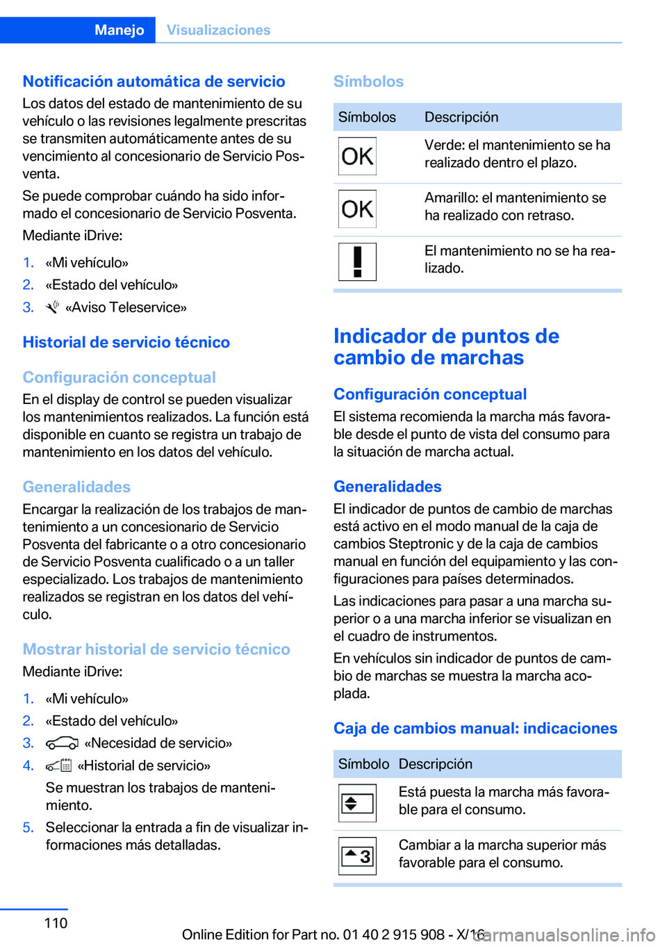 BMW X4 2017  Manuales de Empleo (in Spanish) �N�o�t�i�f�i�c�a�c�i�
