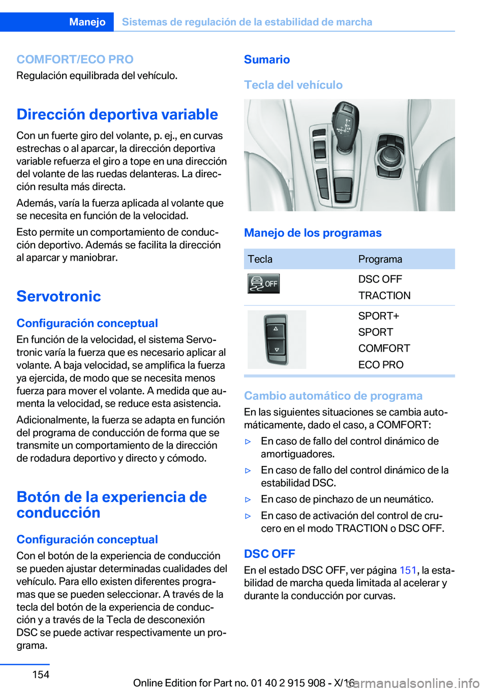 BMW X4 2017  Manuales de Empleo (in Spanish) �C�O�M�F�O�R�T�/�E�C�O��P�R�O�R�e�g�u�l�a�c�i�