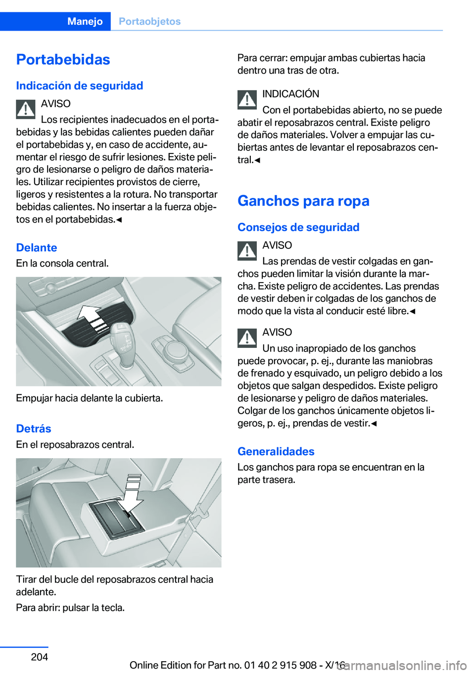 BMW X4 2017  Manuales de Empleo (in Spanish) �P�o�r�t�a�b�e�b�i�d�a�s�I�n�d�i�c�a�c�i�