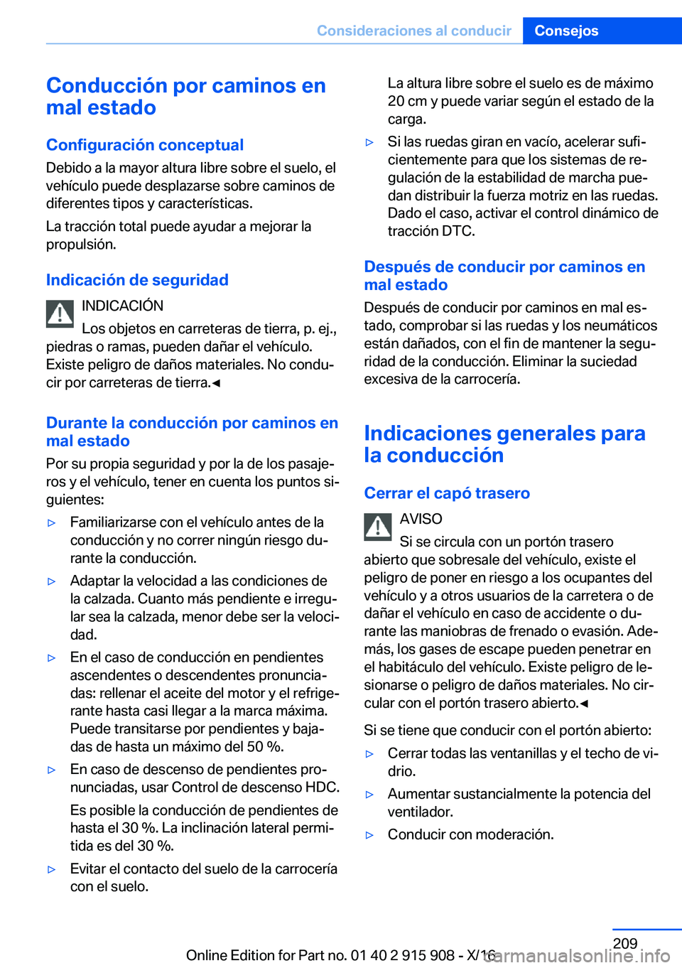 BMW X4 2017  Manuales de Empleo (in Spanish) �C�o�n�d�u�c�c�i�