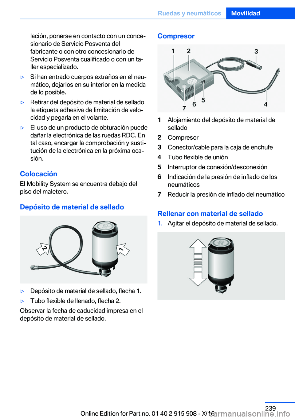 BMW X4 2017  Manuales de Empleo (in Spanish) �l�a�c�i�