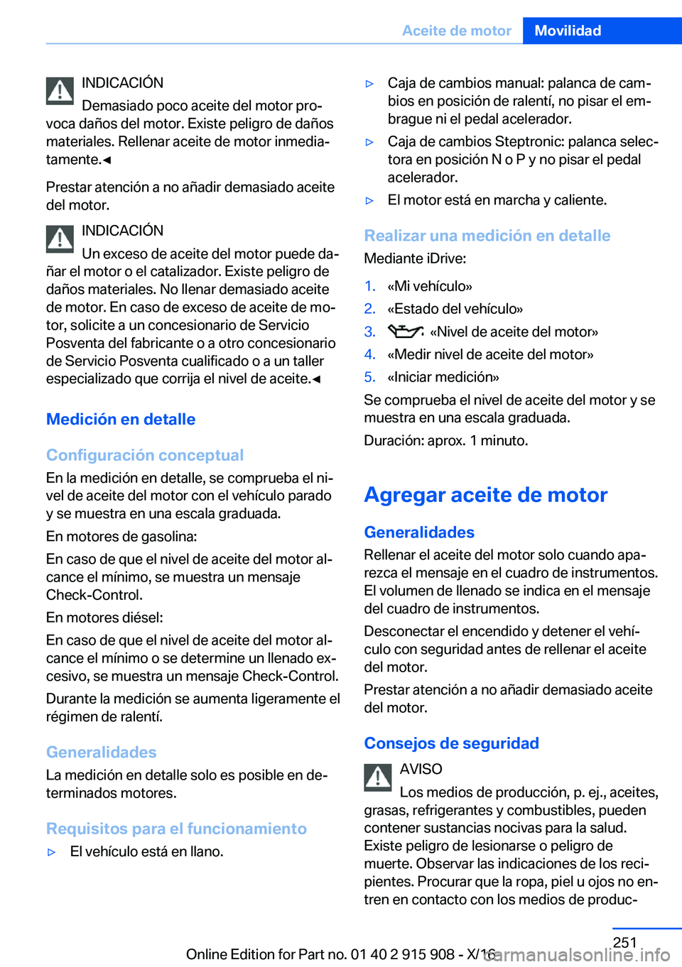 BMW X4 2017  Manuales de Empleo (in Spanish) �I�N�D�I�C�A�C�I�