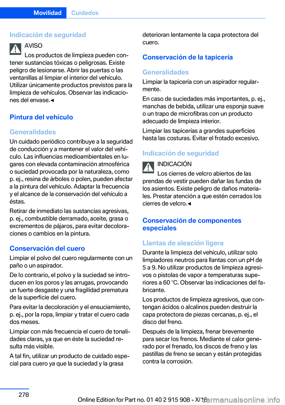 BMW X4 2017  Manuales de Empleo (in Spanish) �I�n�d�i�c�a�c�i�