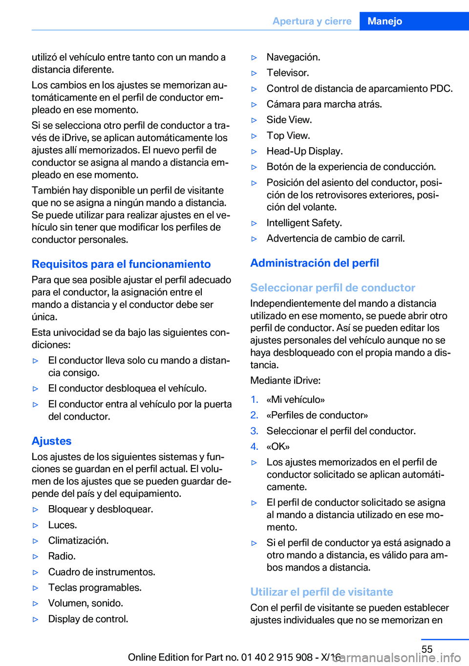 BMW X4 2017  Manuales de Empleo (in Spanish) �u�t�i�l�i�z�