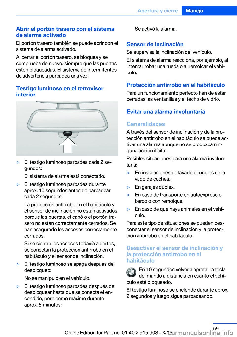 BMW X4 2017  Manuales de Empleo (in Spanish) �A�b�r�i�r��e�l��p�o�r�t�