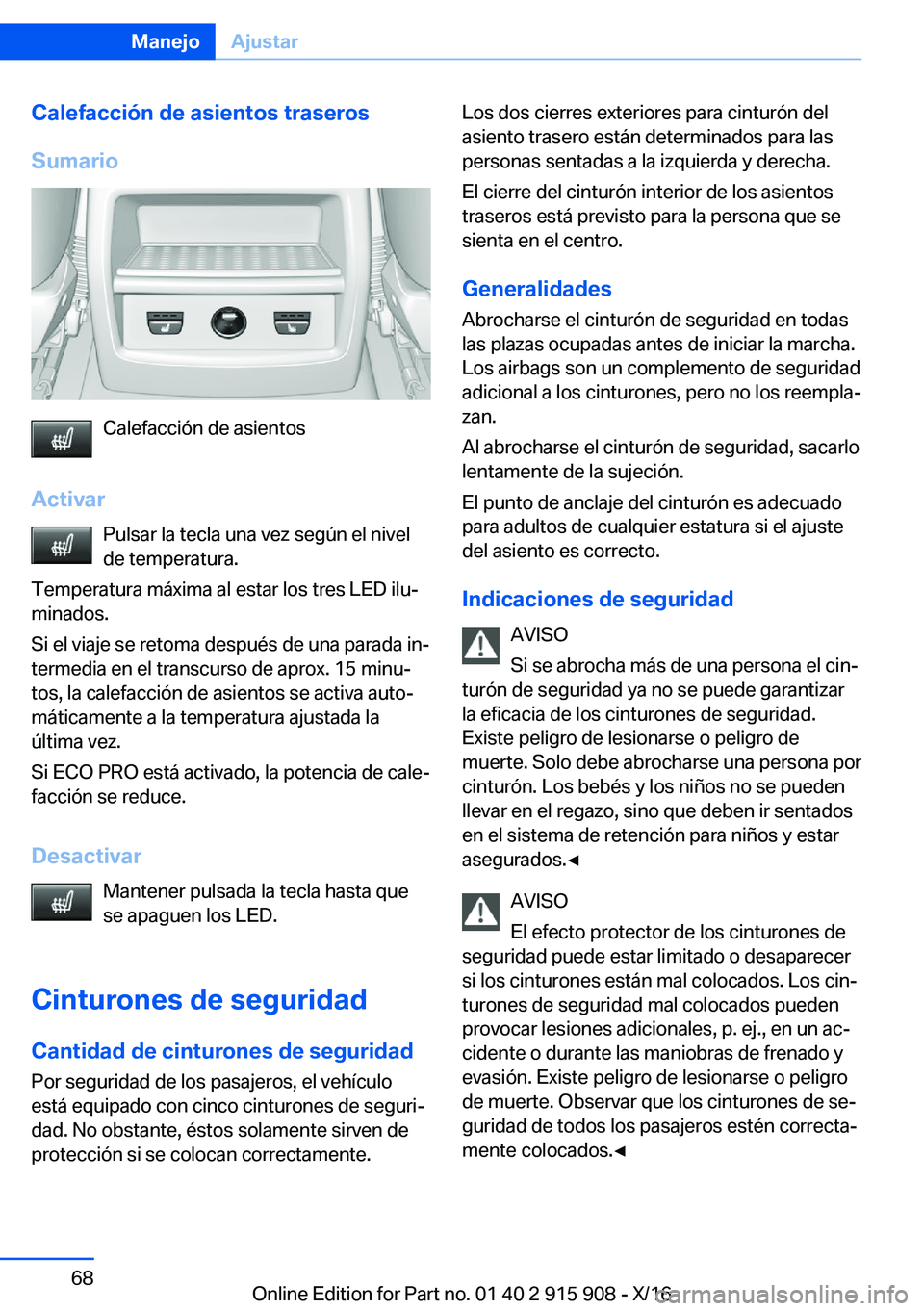 BMW X4 2017  Manuales de Empleo (in Spanish) �C�a�l�e�f�a�c�c�i�