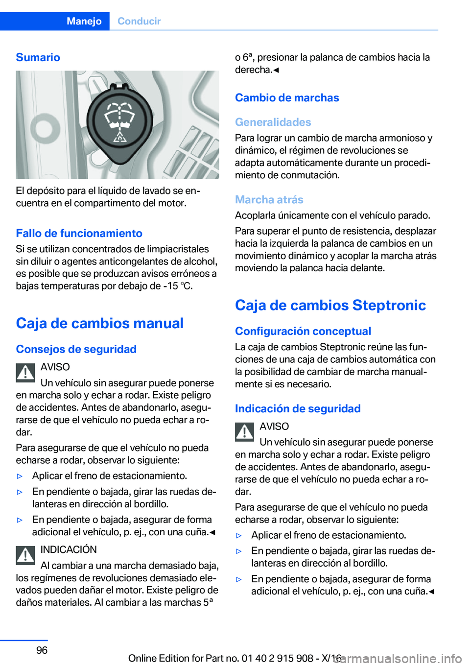 BMW X4 2017  Manuales de Empleo (in Spanish) �S�u�m�a�r�i�o
�E�l� �d�e�p�