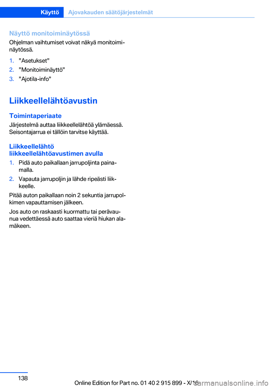 BMW X4 2017  Omistajan Käsikirja (in Finnish) �N�