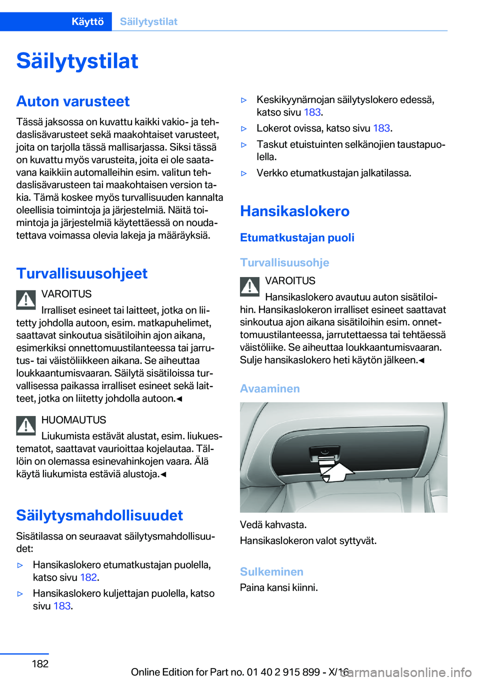 BMW X4 2017  Omistajan Käsikirja (in Finnish) �S�