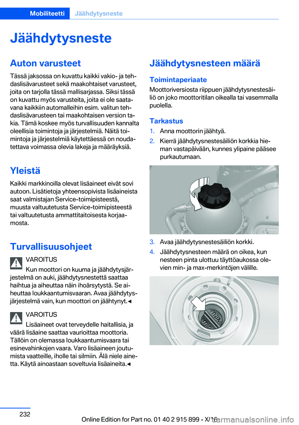 BMW X4 2017  Omistajan Käsikirja (in Finnish) �J�