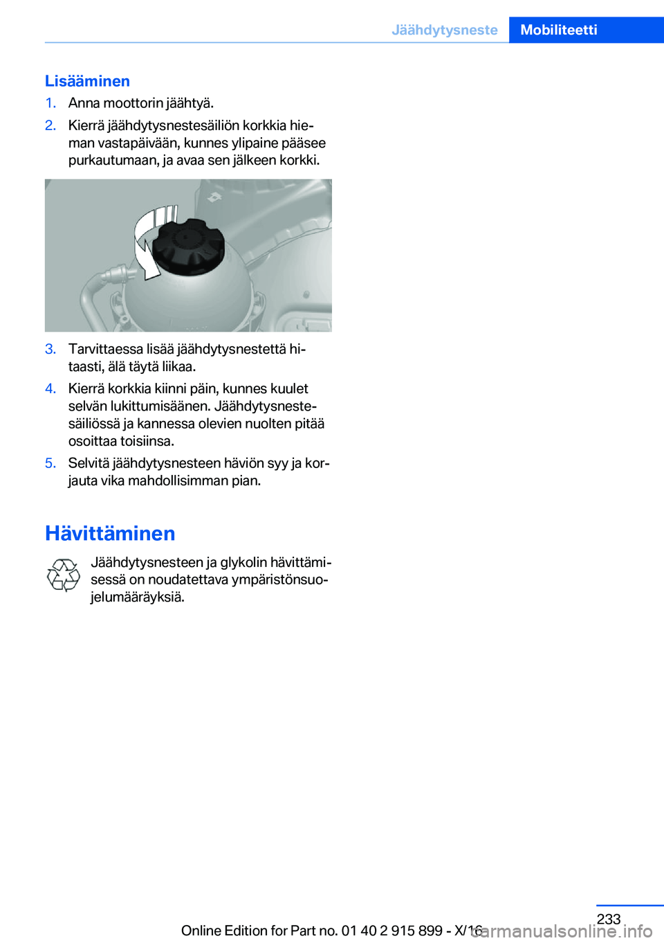 BMW X4 2017  Omistajan Käsikirja (in Finnish) �L�i�s�