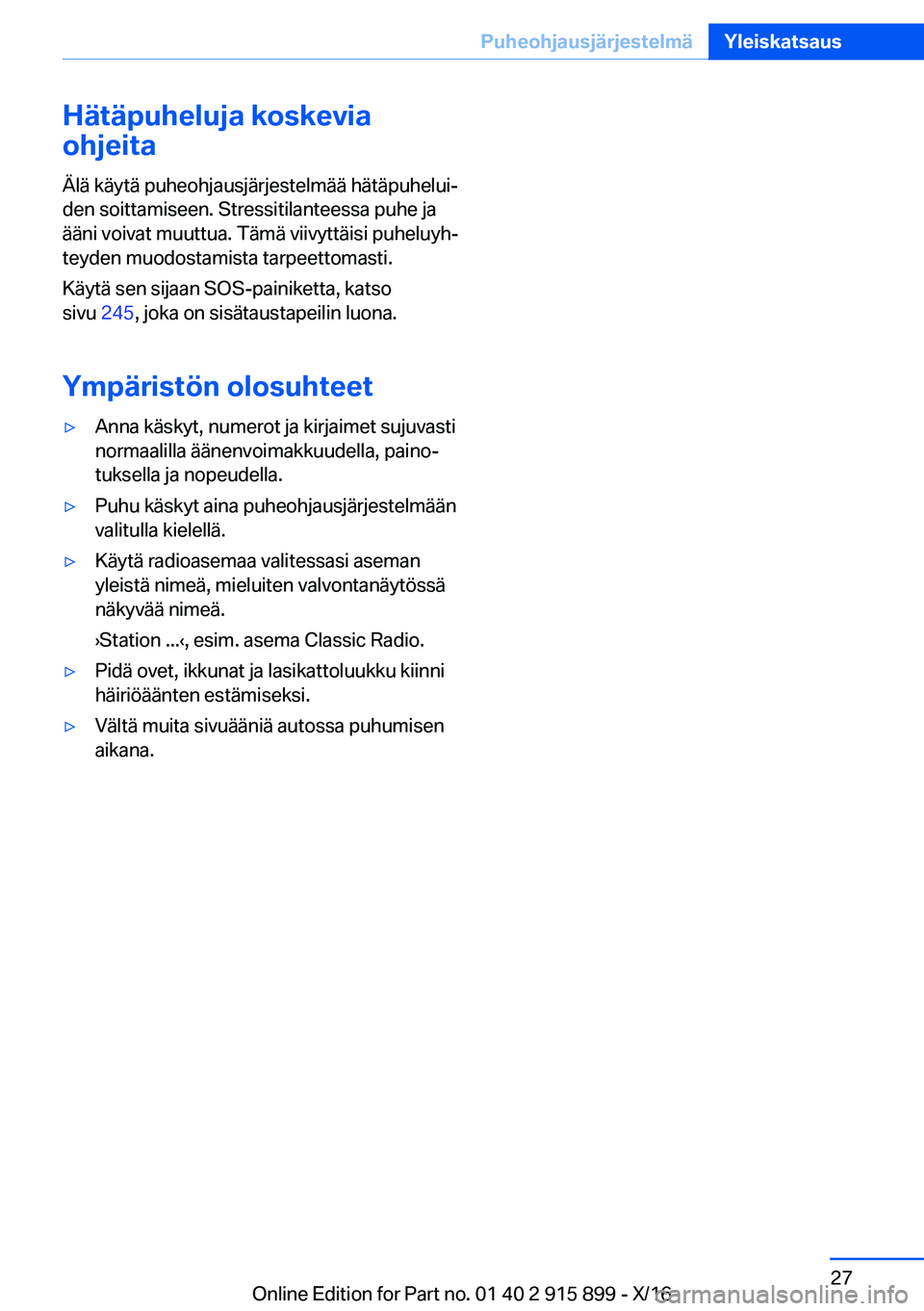 BMW X4 2017  Omistajan Käsikirja (in Finnish) �H�