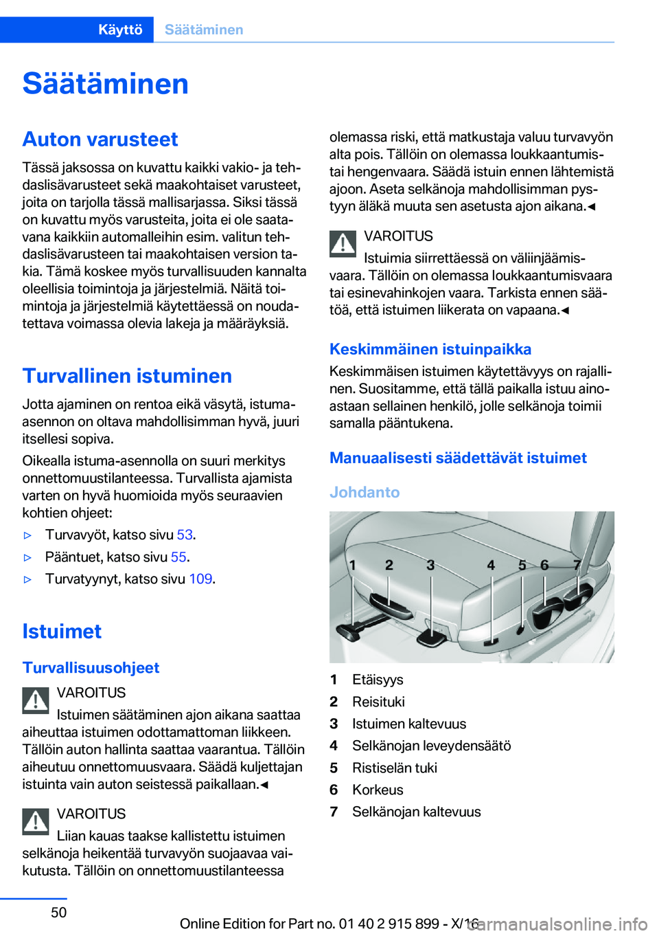 BMW X4 2017  Omistajan Käsikirja (in Finnish) �S�
