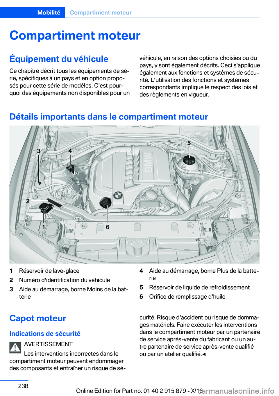 BMW X4 2017  Notices Demploi (in French) �C�o�m�p�a�r�t�i�m�e�n�t��m�o�t�e�u�r�