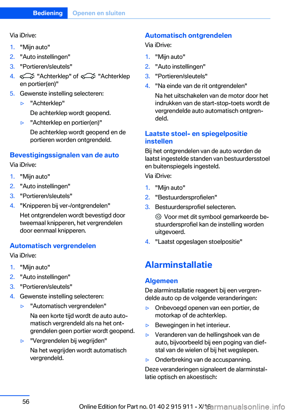 BMW X4 2017  Instructieboekjes (in Dutch) �V�i�a� �i�D�r�i�v�e�:�1�.�"�M�i�j�n� �a�u�t�o�"�2�.�"�A�u�t�o� �i�n�s�t�e�l�l�i�n�g�e�n�"�3�.�"�P�o�r�t�i�e�r�e�n�/�s�l�e�u�t�e�l�s�"�4�.� � �"�A�c�h�t�e�r�k�l�e�p�"� 
