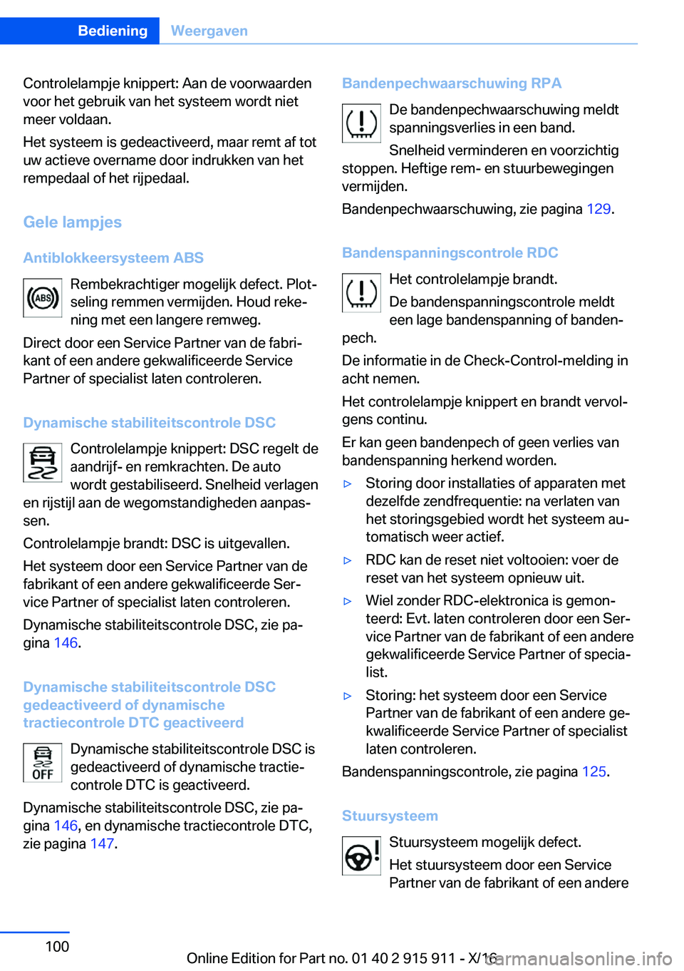BMW X4 2017  Instructieboekjes (in Dutch) �C�o�n�t�r�o�l�e�l�a�m�p�j�e� �k�n�i�p�p�e�r�t�:� �A�a�n� �d�e� �v�o�o�r�w�a�a�r�d�e�n
�v�o�o�r� �h�e�t� �g�e�b�r�u�i�k� �v�a�n� �h�e�t� �s�y�s�t�e�e�m� �w�o�r�d�t� �n�i�e�t �m�e�e�r� �v�o�l�d�a�a�n�.