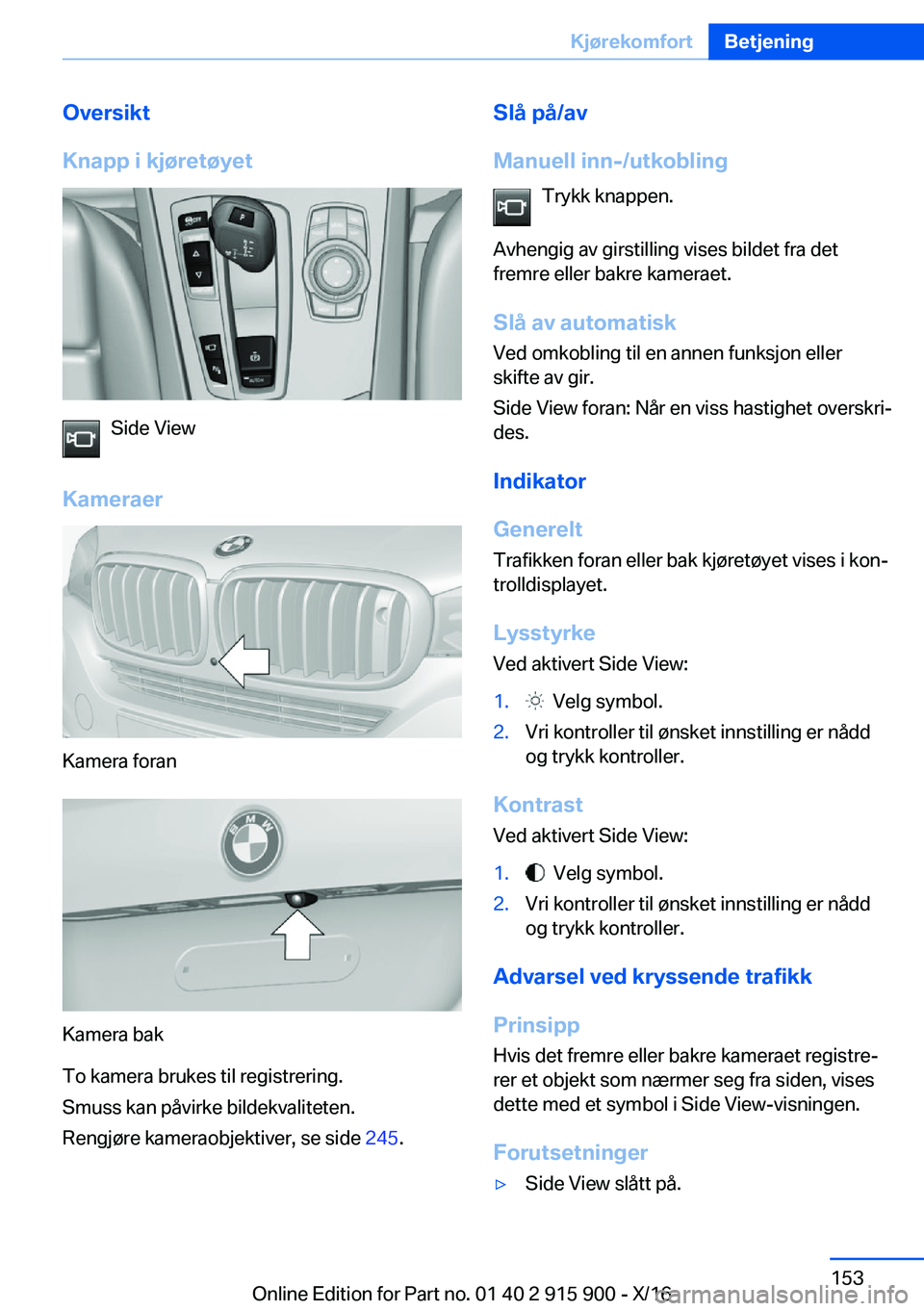 BMW X4 2017  InstruksjonsbØker (in Norwegian) �O�v�e�r�s�i�k�t
�K�n�a�p�p��i��k�j�