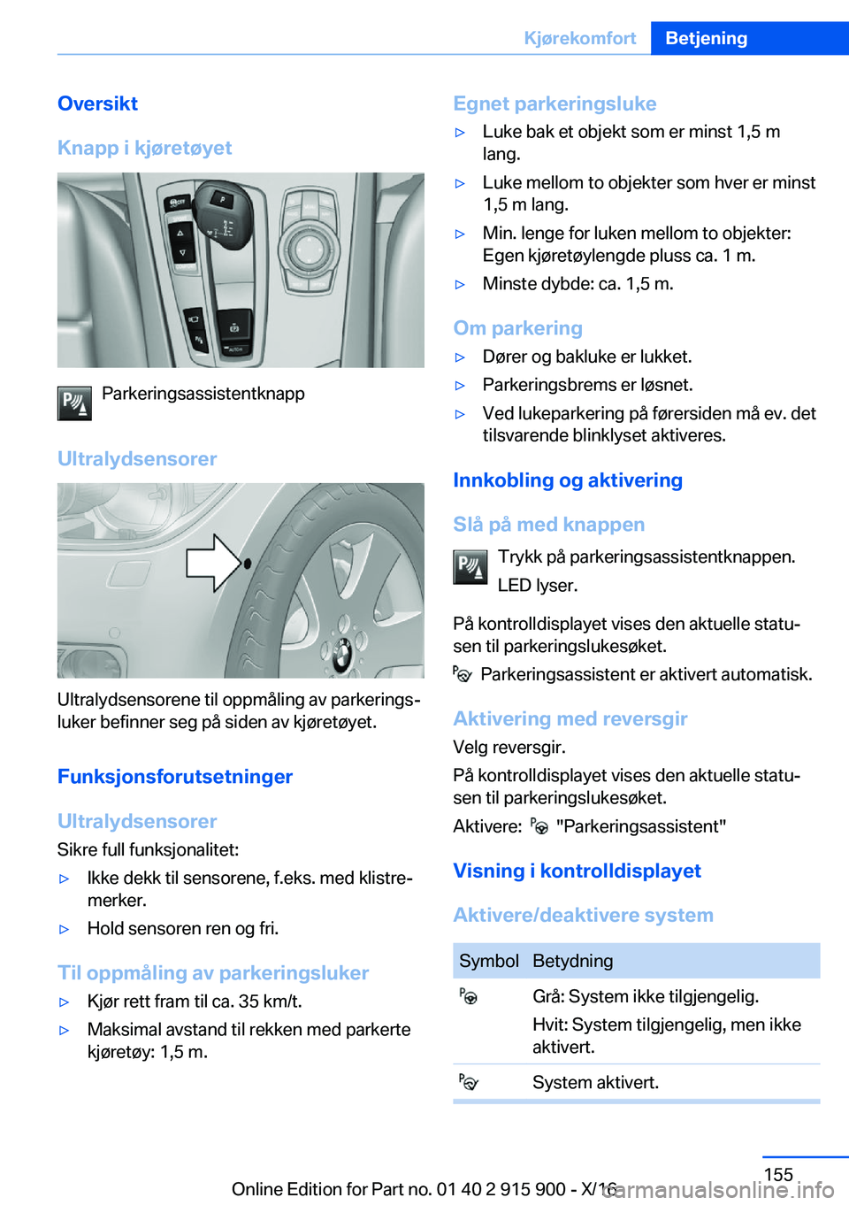 BMW X4 2017  InstruksjonsbØker (in Norwegian) �O�v�e�r�s�i�k�t
�K�n�a�p�p��i��k�j�